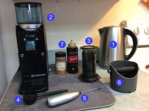 Lee's latest coffee setup